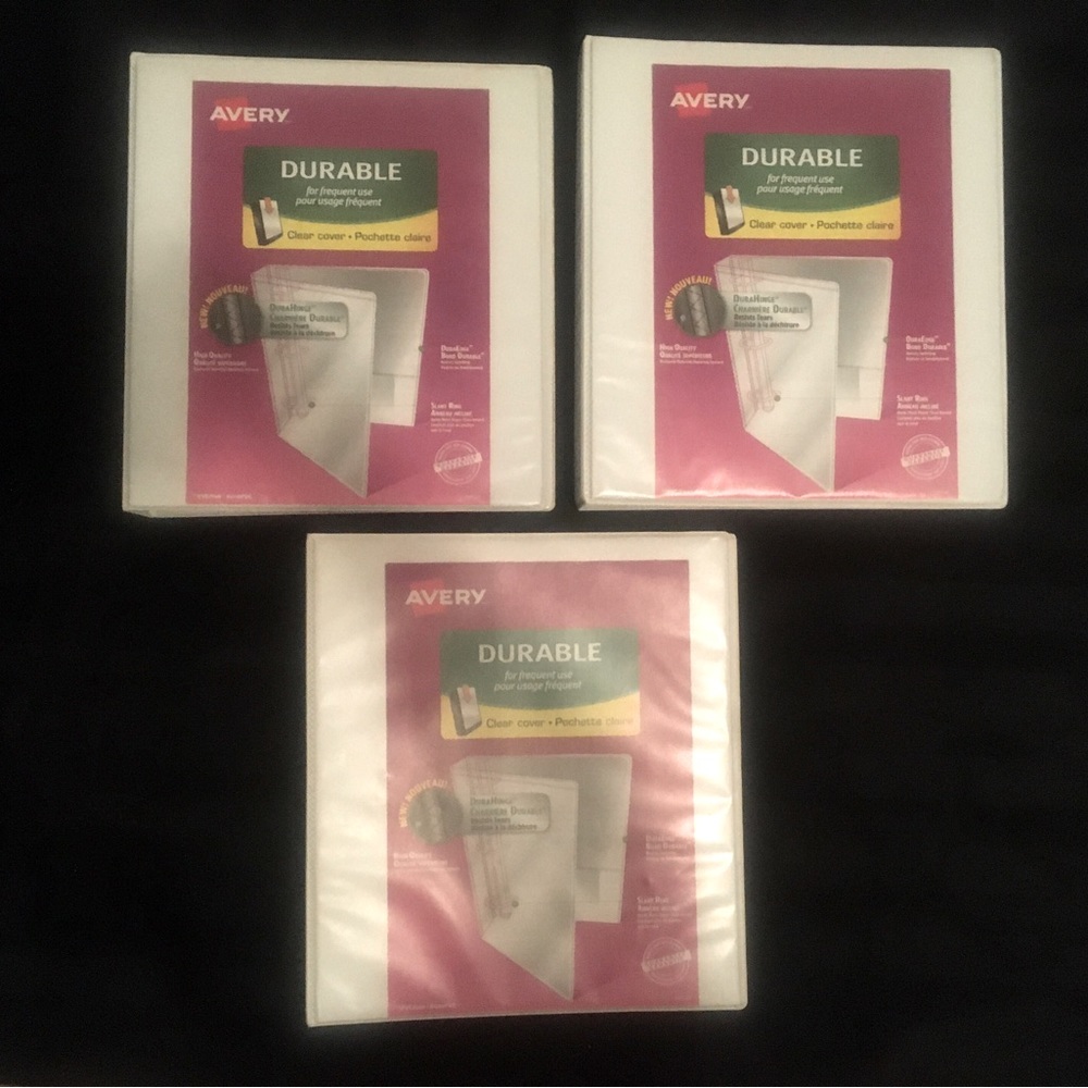 3 White Avery 1” Binders